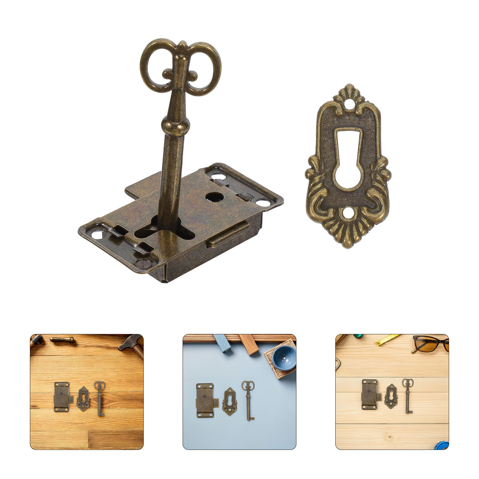 Vintage Furniture Hardware Replacement - 4Sets Retro Cabinet Lock Iron Cupboard